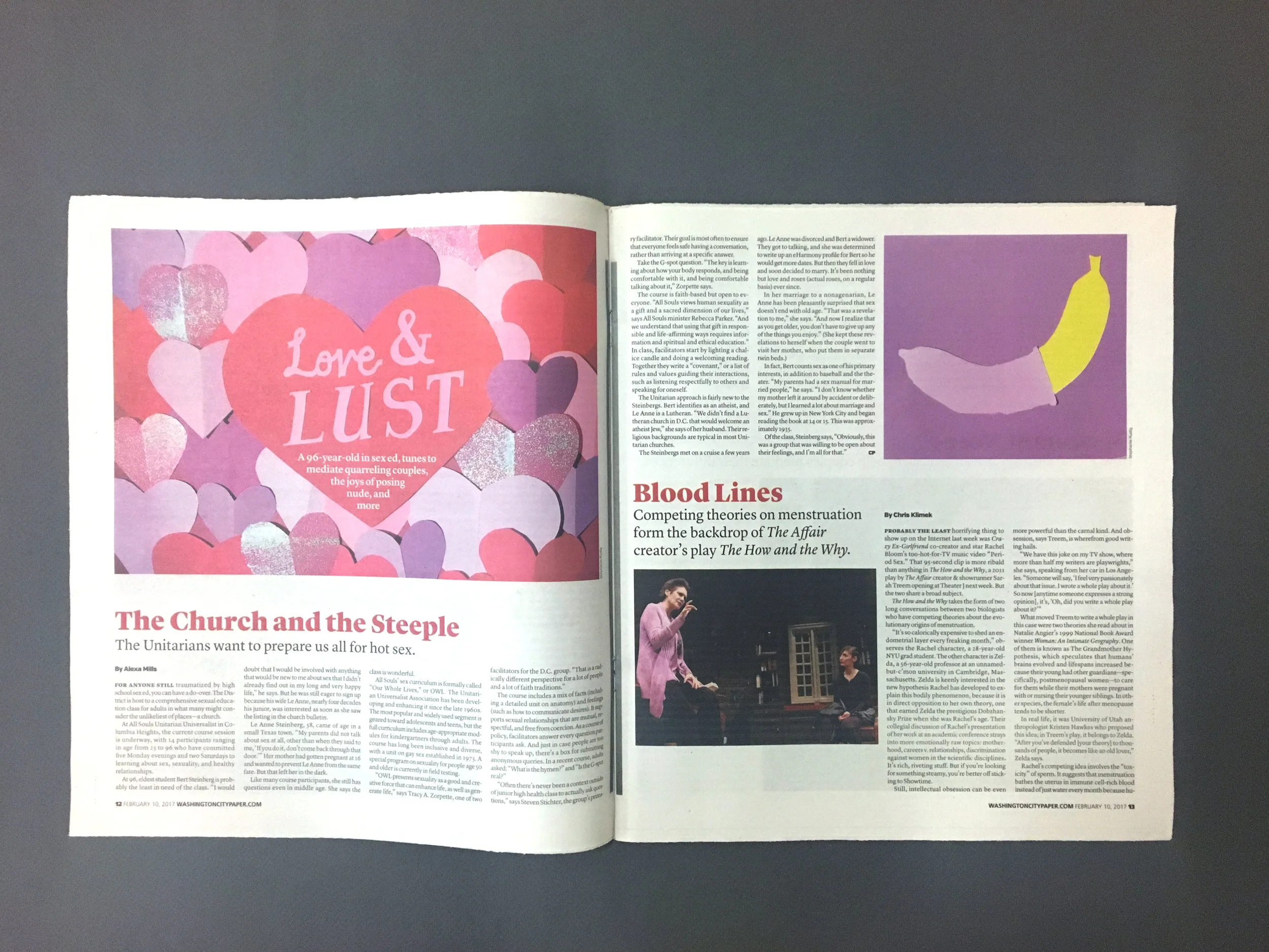 Love & Lust, Washington City Paper Cut paper illustrations and page design