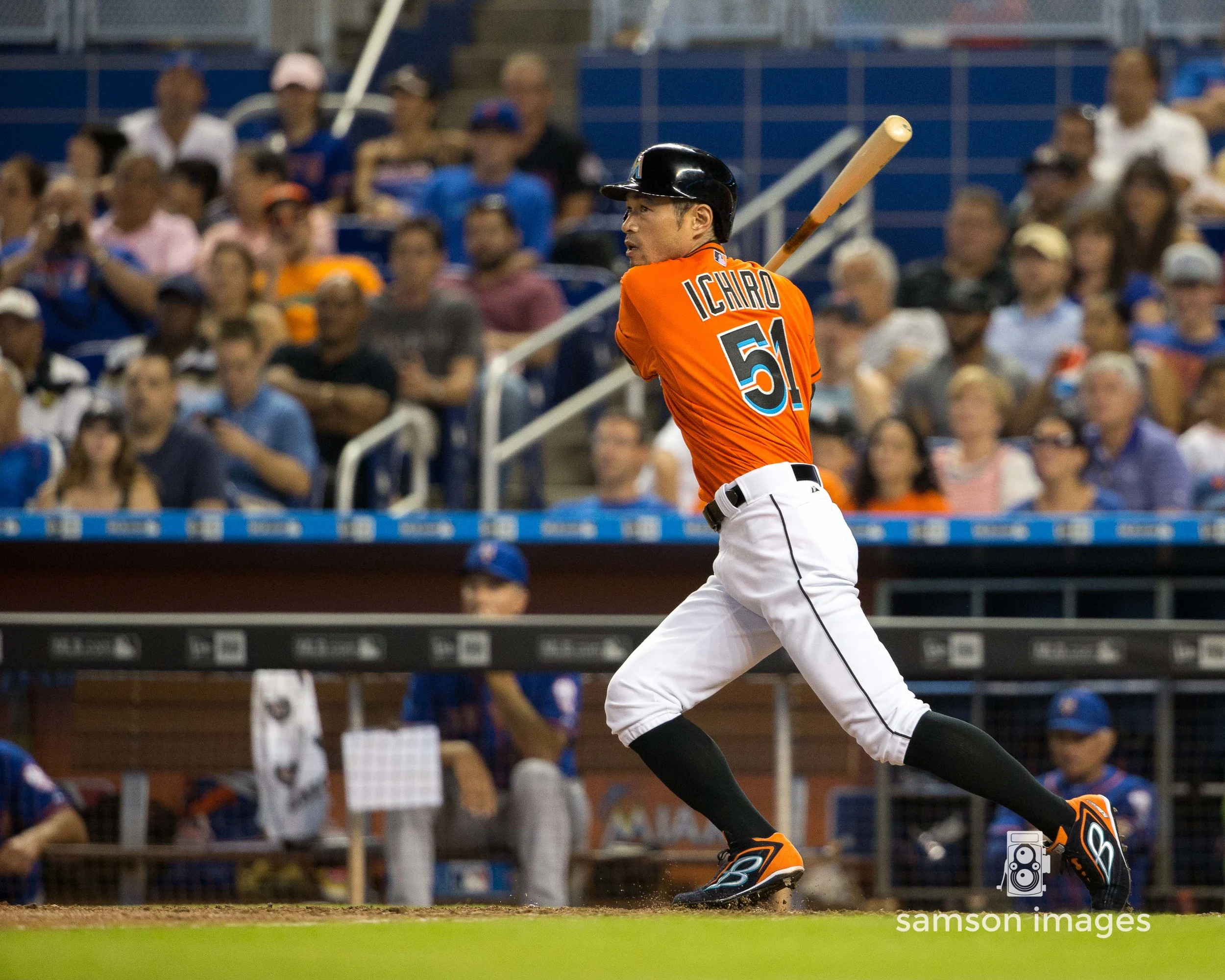 Ichiro at bat for the Miami Marlins