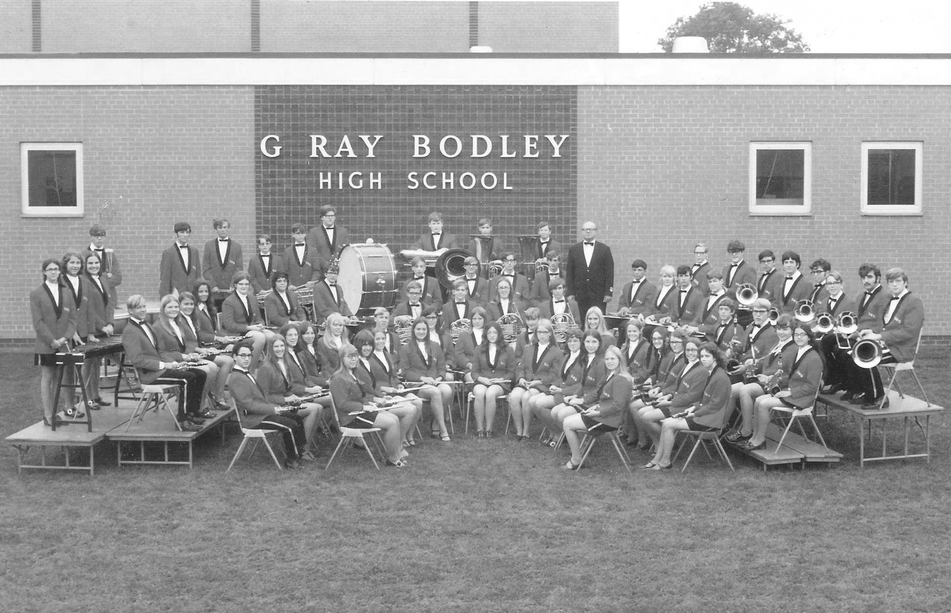 Richard Swierczek, shown here with members of the 1972 G. Ray Bodley High School Band, has been following the success of his students for many years.