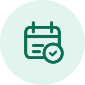 Calendar with checkmark icon representing year round consistent supply of aseptic food ingredients
