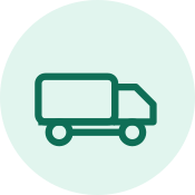 Delivery truck icon representing no cold chain freight costs for aseptic food ingredients
