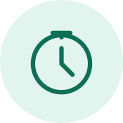 Clock icon representing reduced labor and production time with aseptic food ingredients