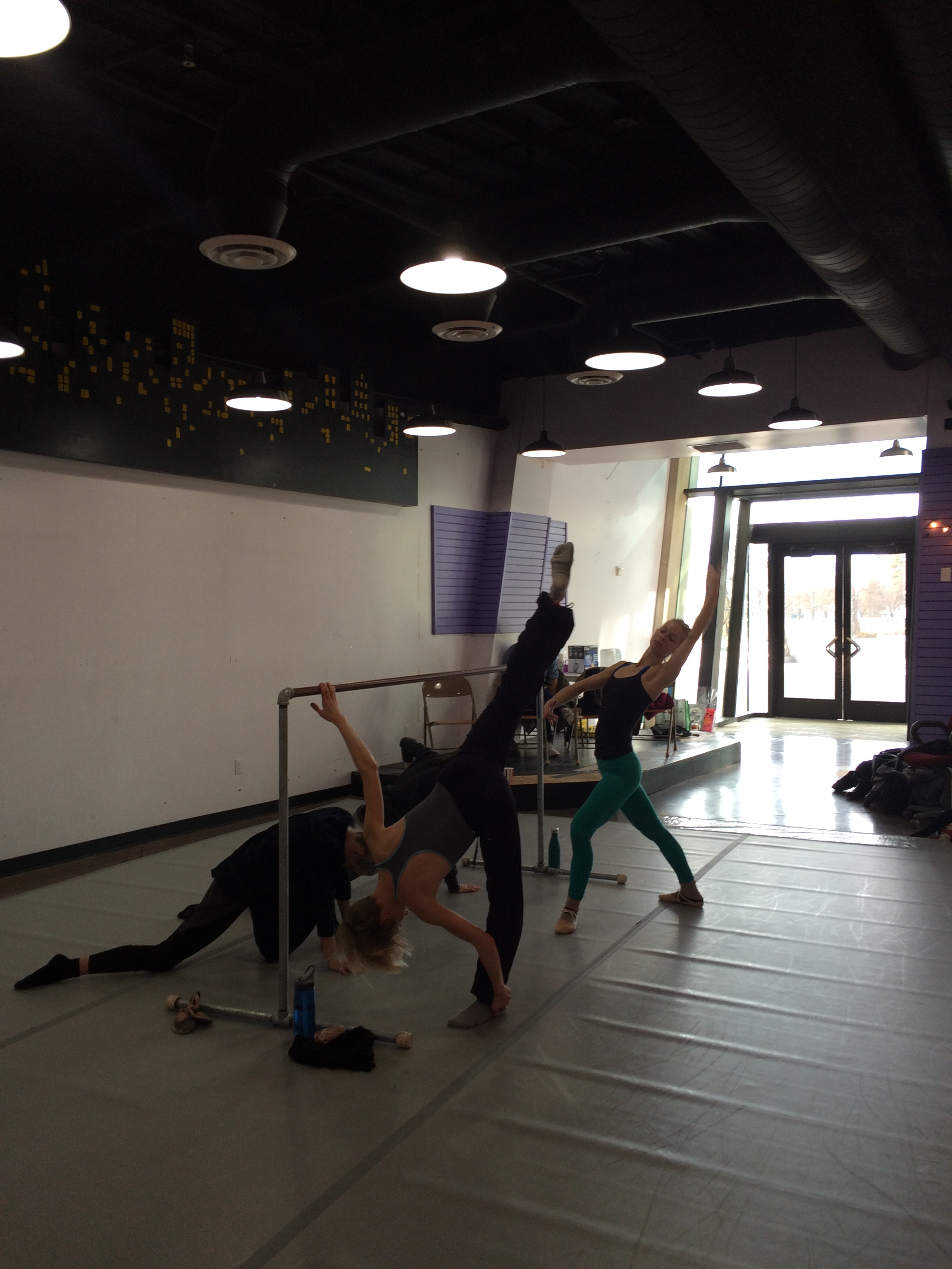 Municipal Ballet Co. members in class at our temporary studio at the Salt Lake City Public Library