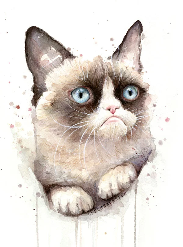 Grumpy Cat Watercolor