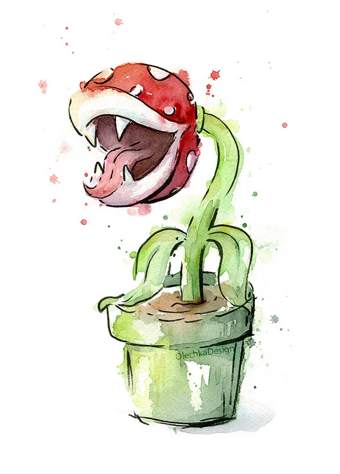 Piranha Plant Watercolor
