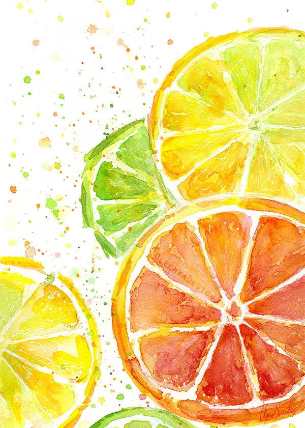 fruit watercolor citrus