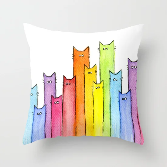 Rainbow of Cats Pillow