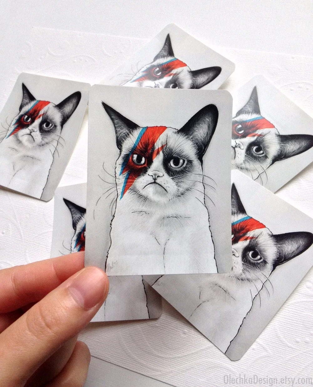 David Bowie Grumpy Cat Stickers