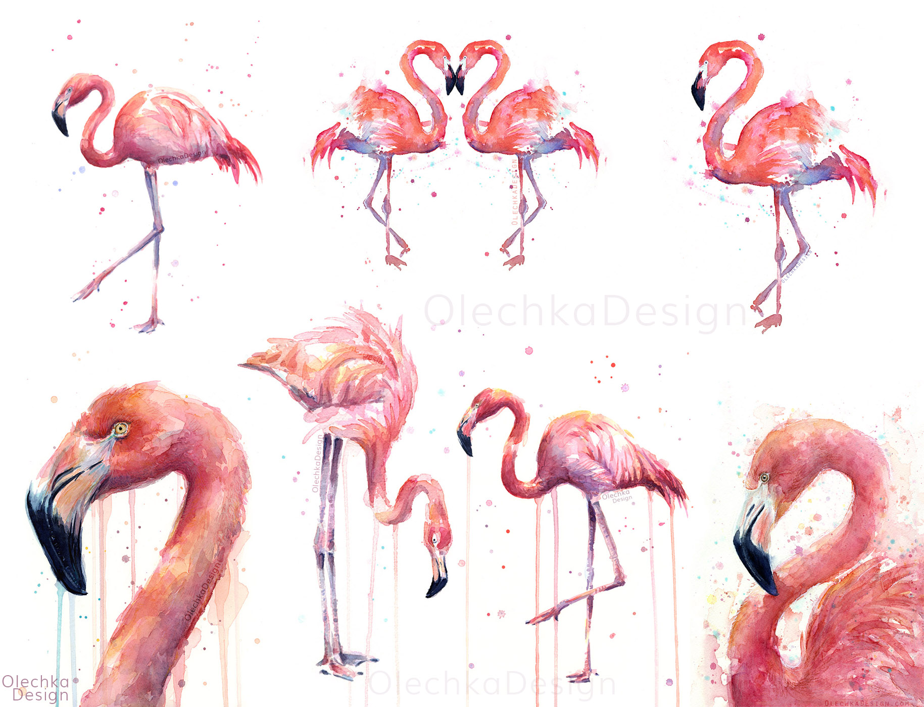 pink flamingos painting