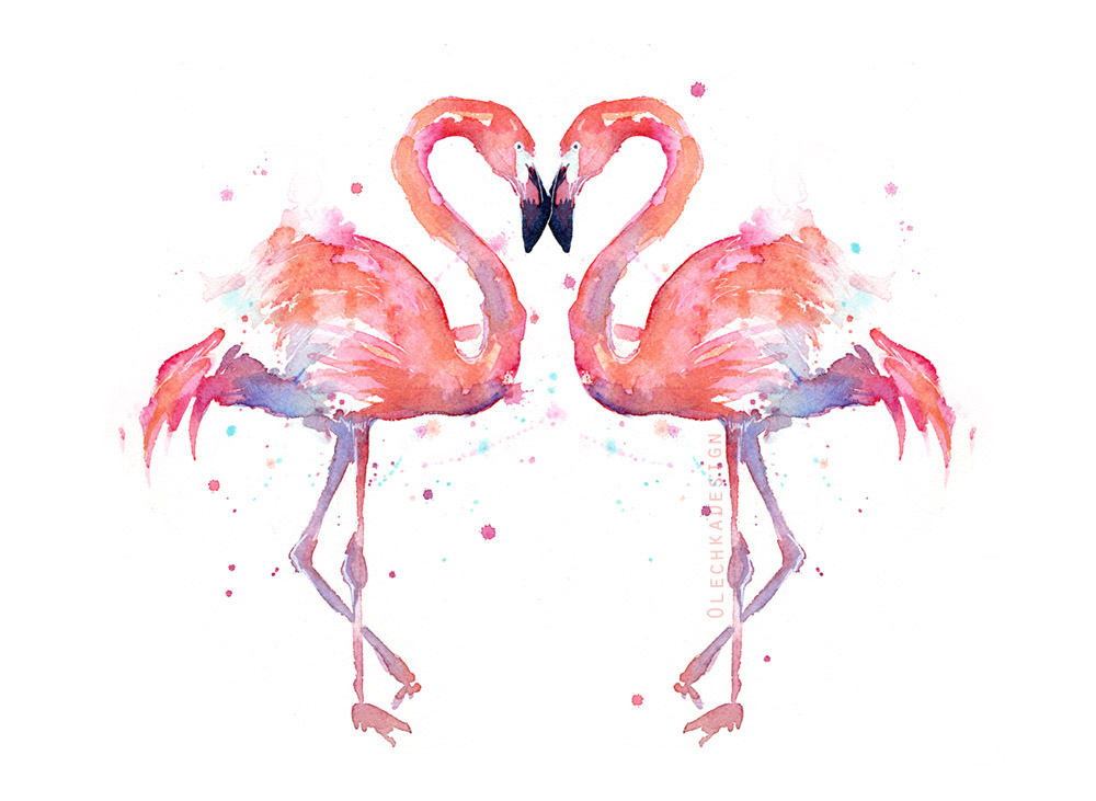 two flamingos painting