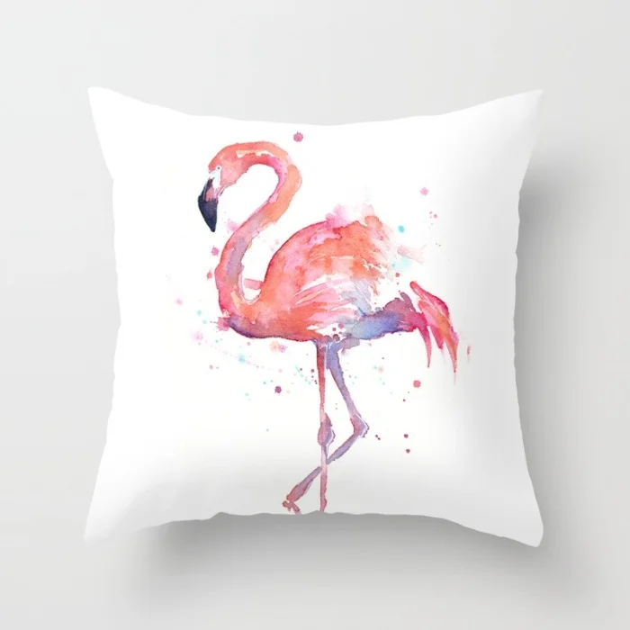 flamingo watercolor pillow