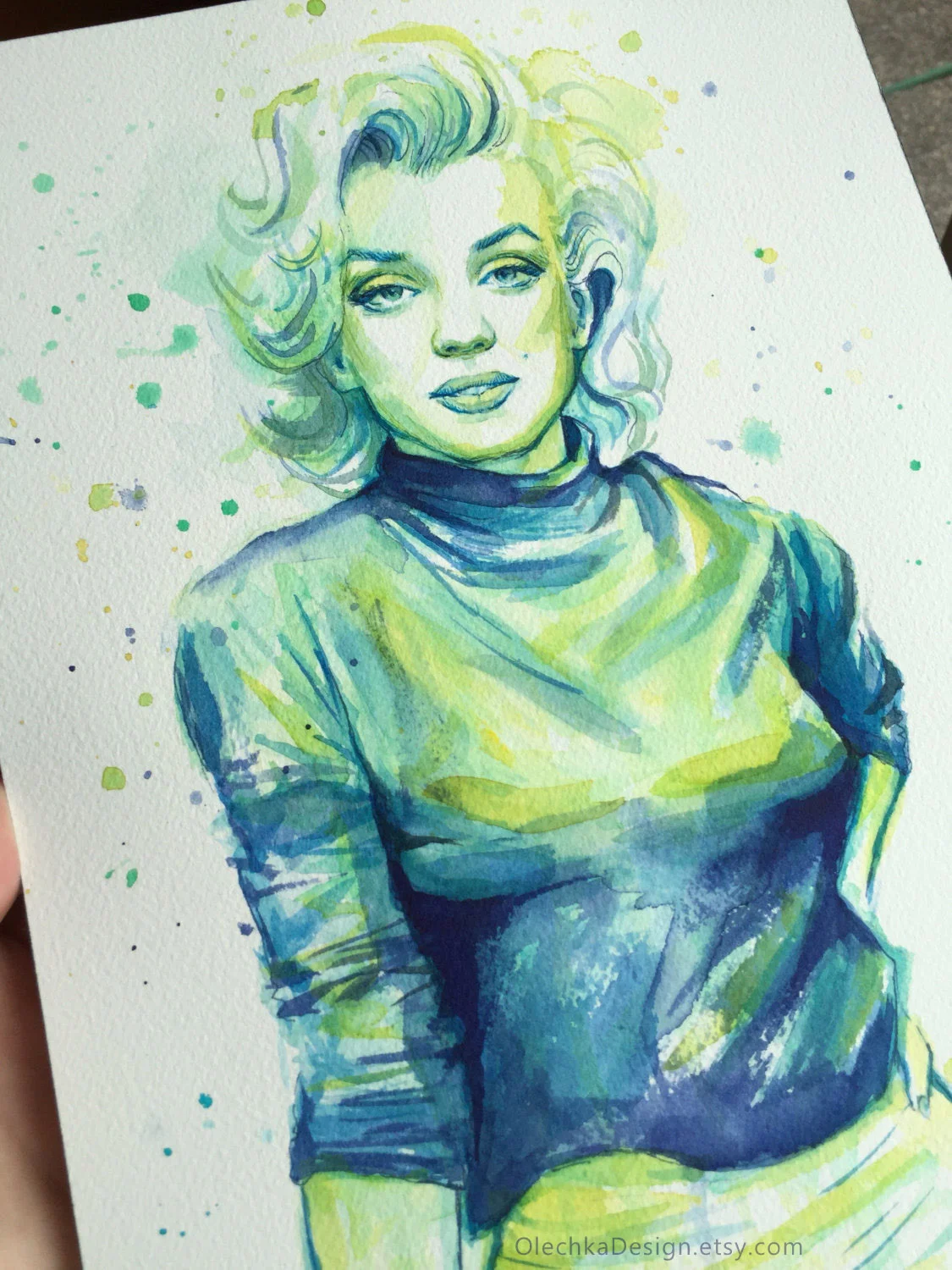 marilyn monroe watercolor portrait
