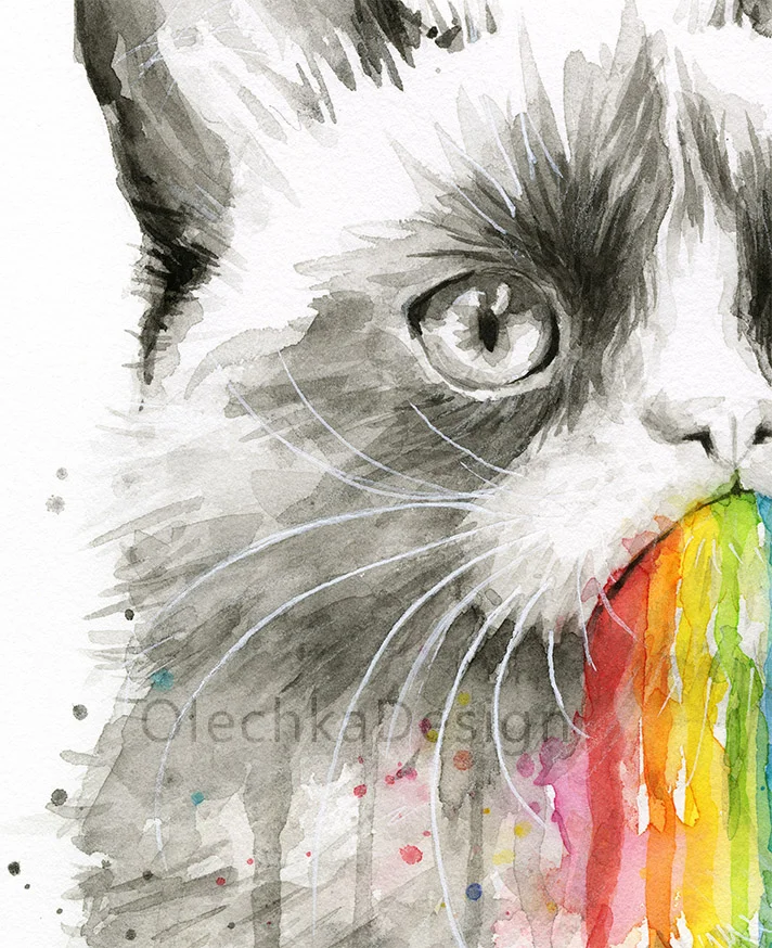 grumpy cat watercolor