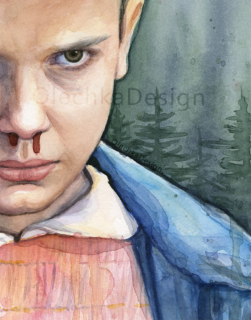 stranger things eleven painting watercolor