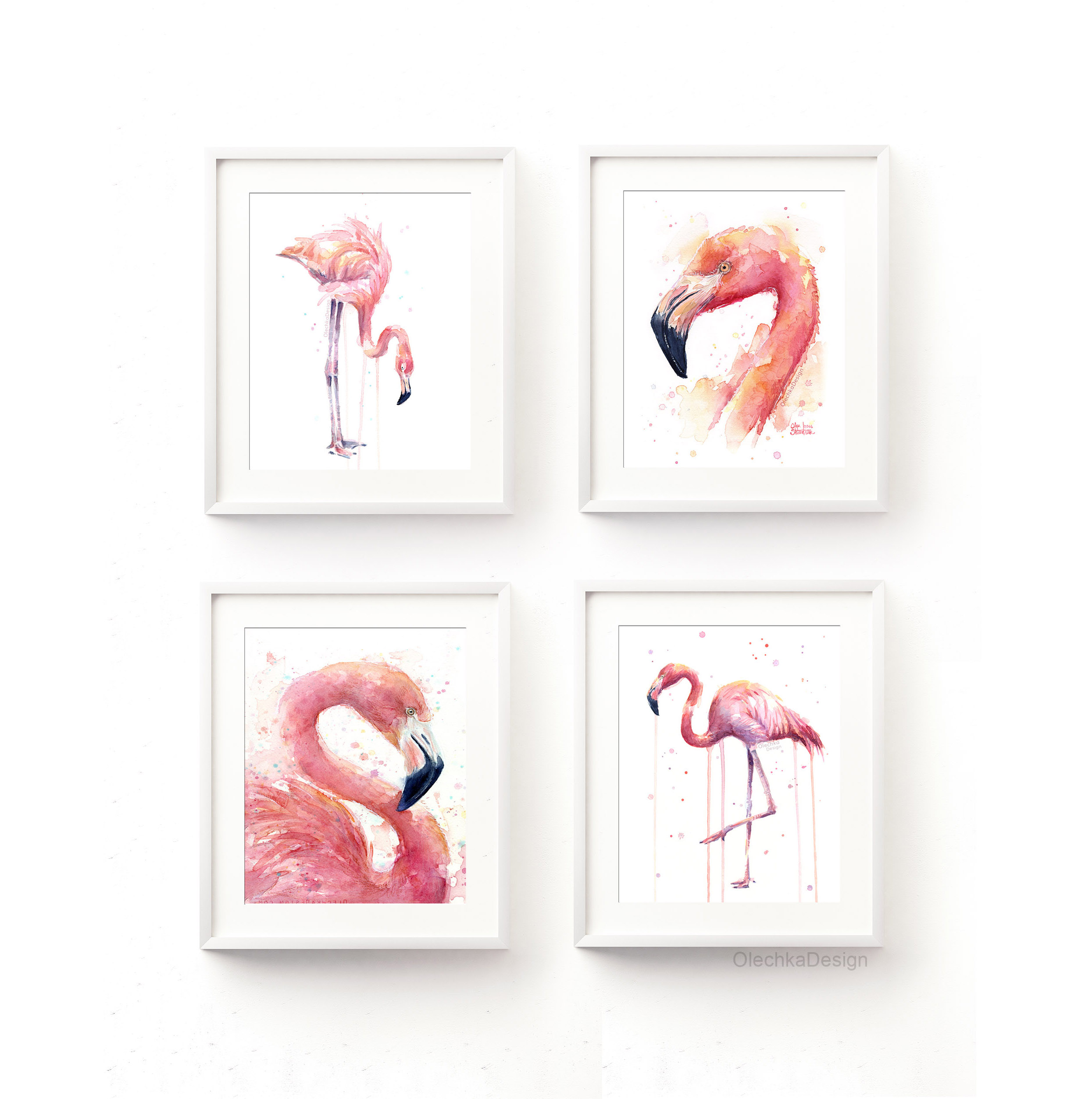 flamingo art print set