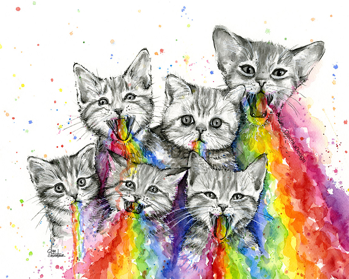 kittens rainbow puke