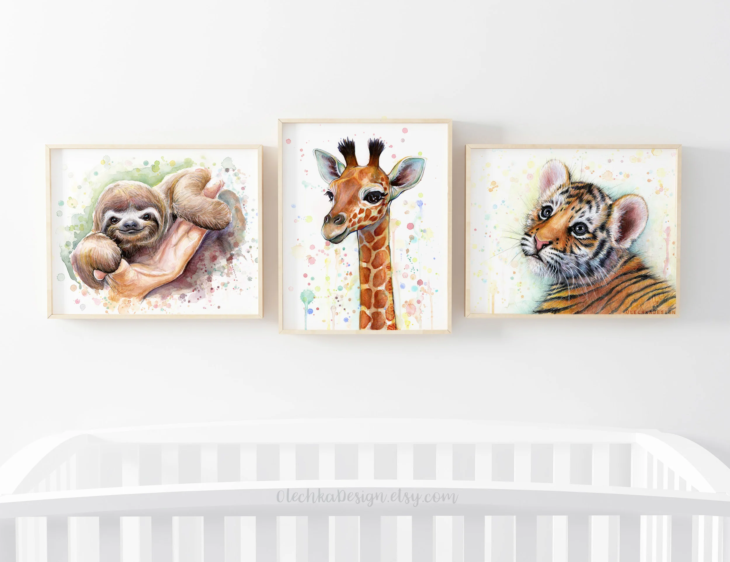 watercolor baby animal nursery prints