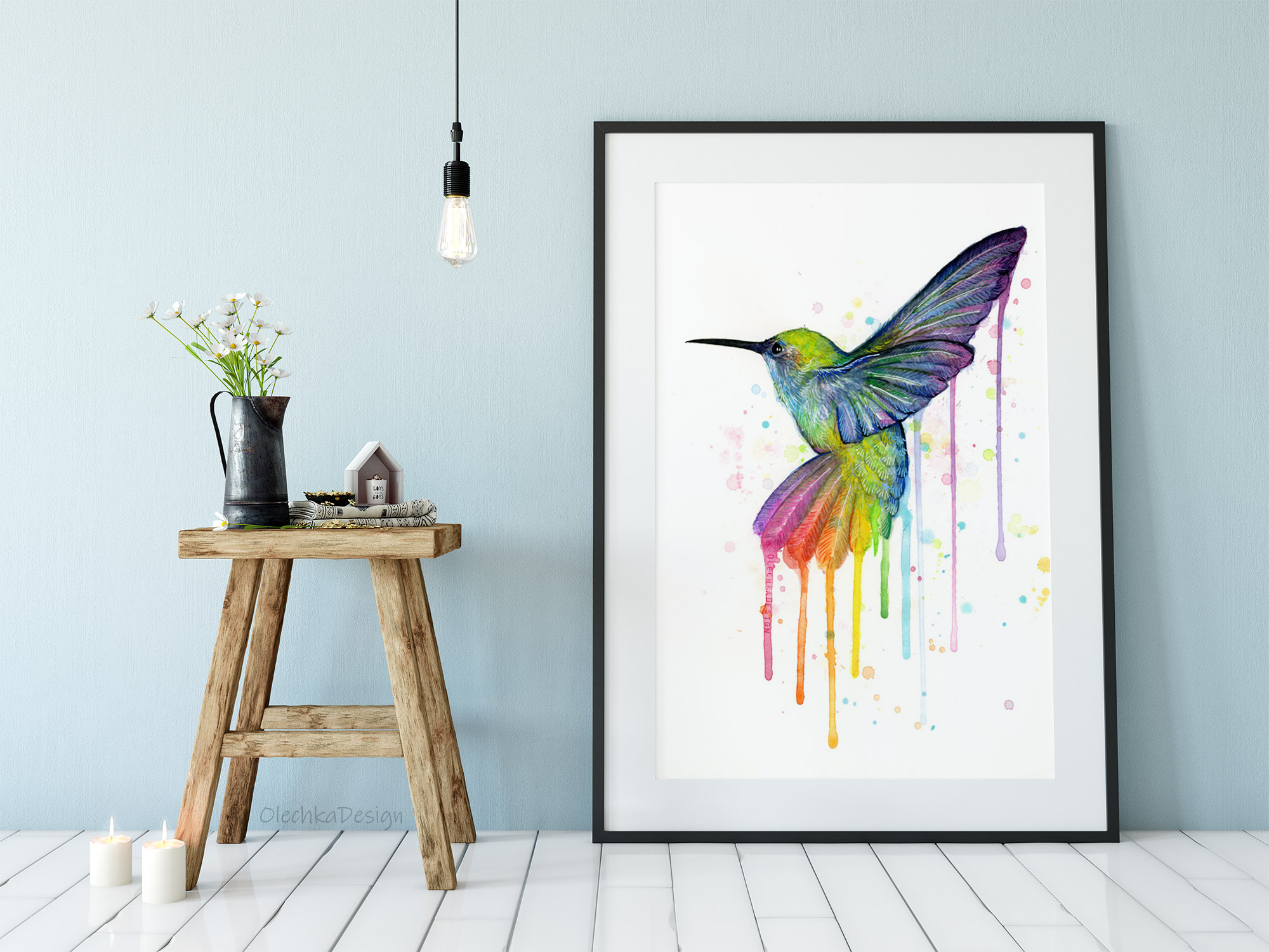 rainbow hummingbird art