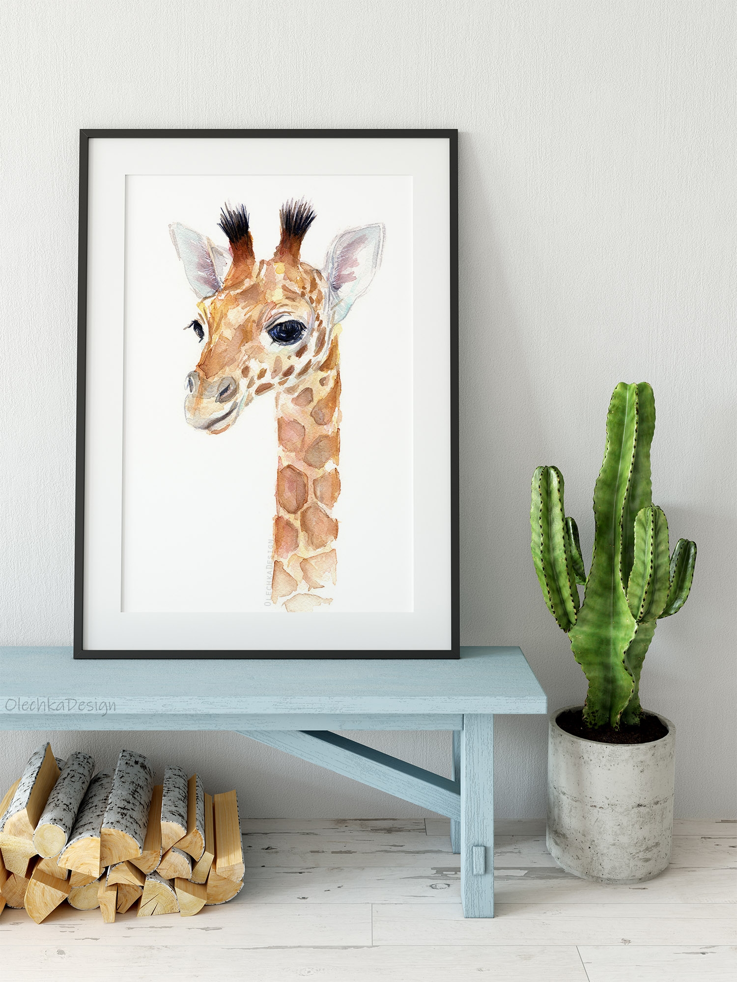 giraffe baby watercolor