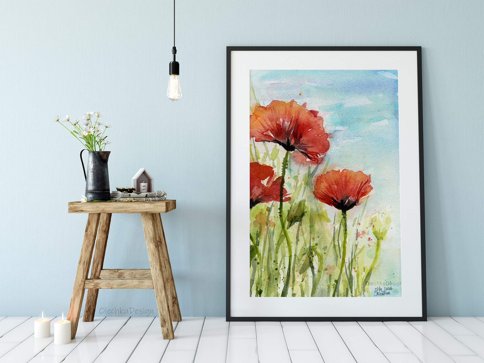 poppies watercolor art