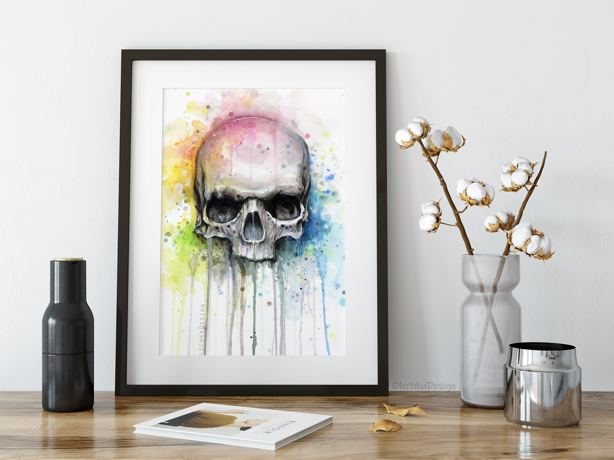 rainbow skull art