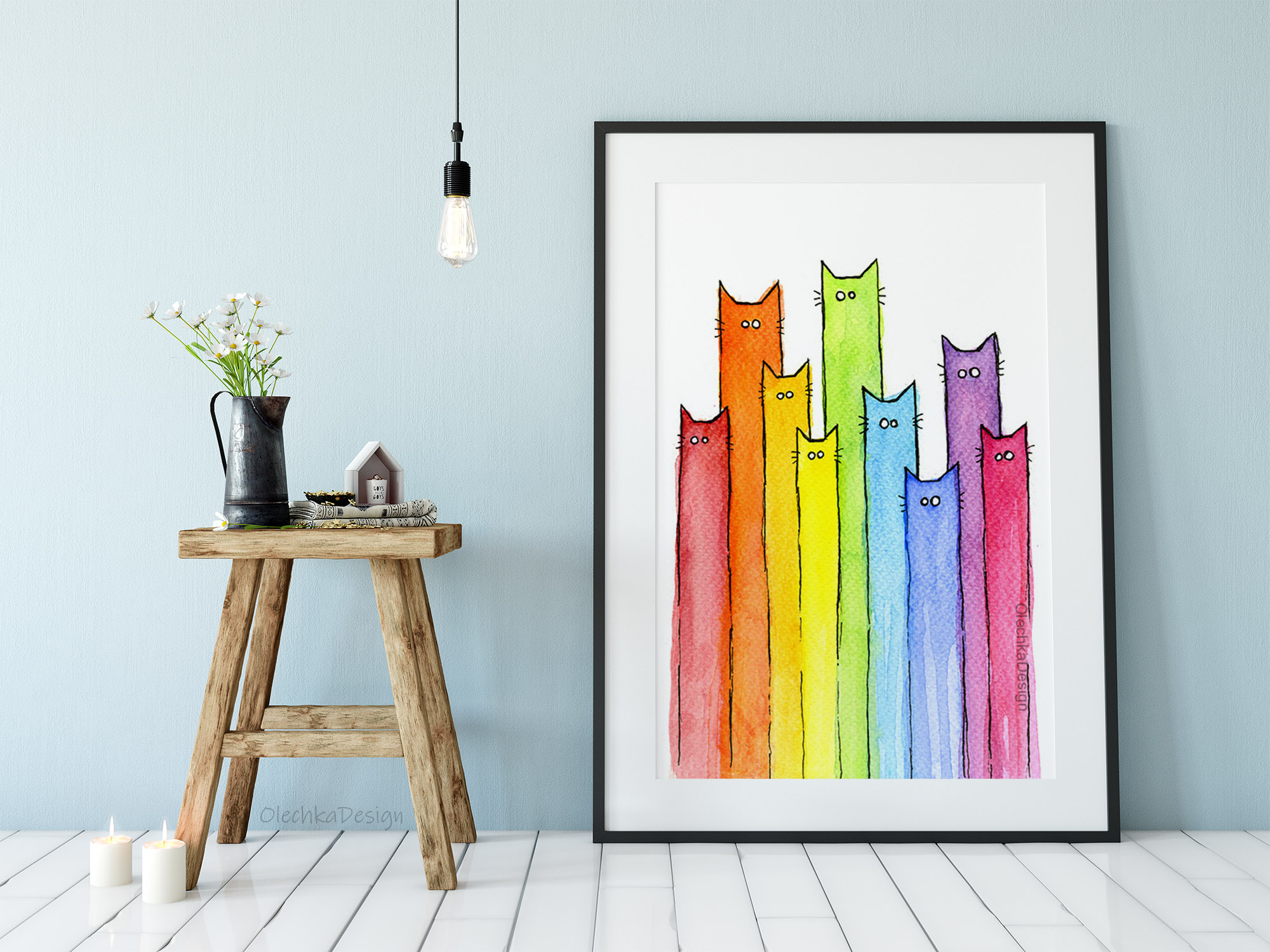 rainbow cats art