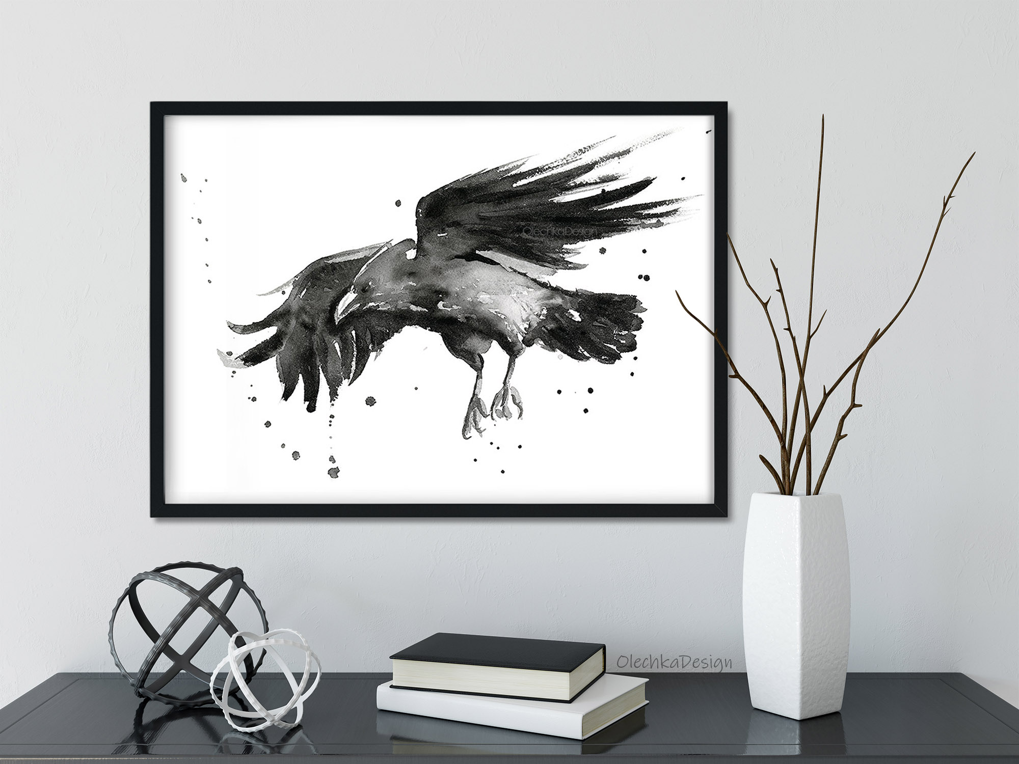 flying raven wall art