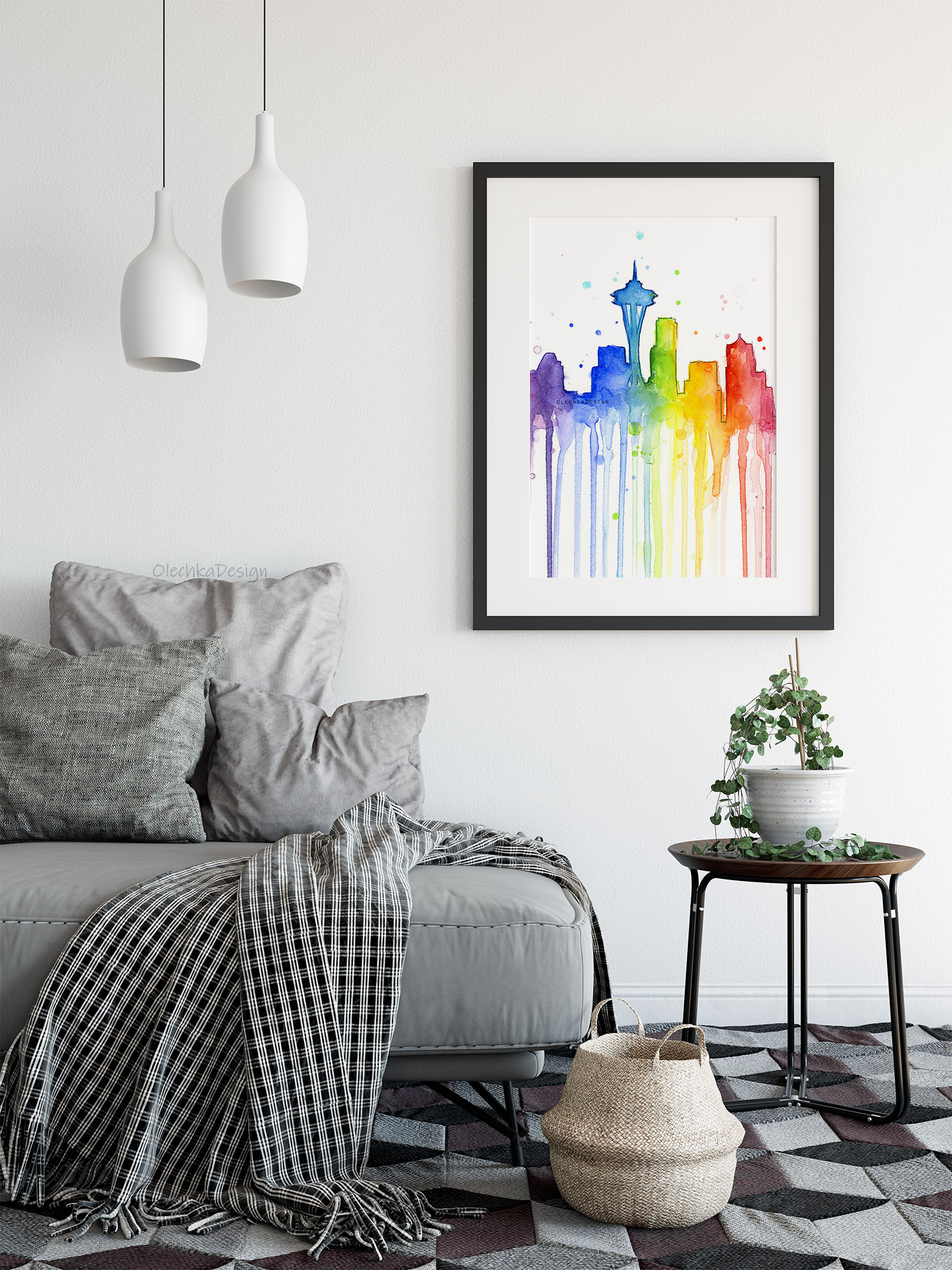 seattle rainbow watercolor