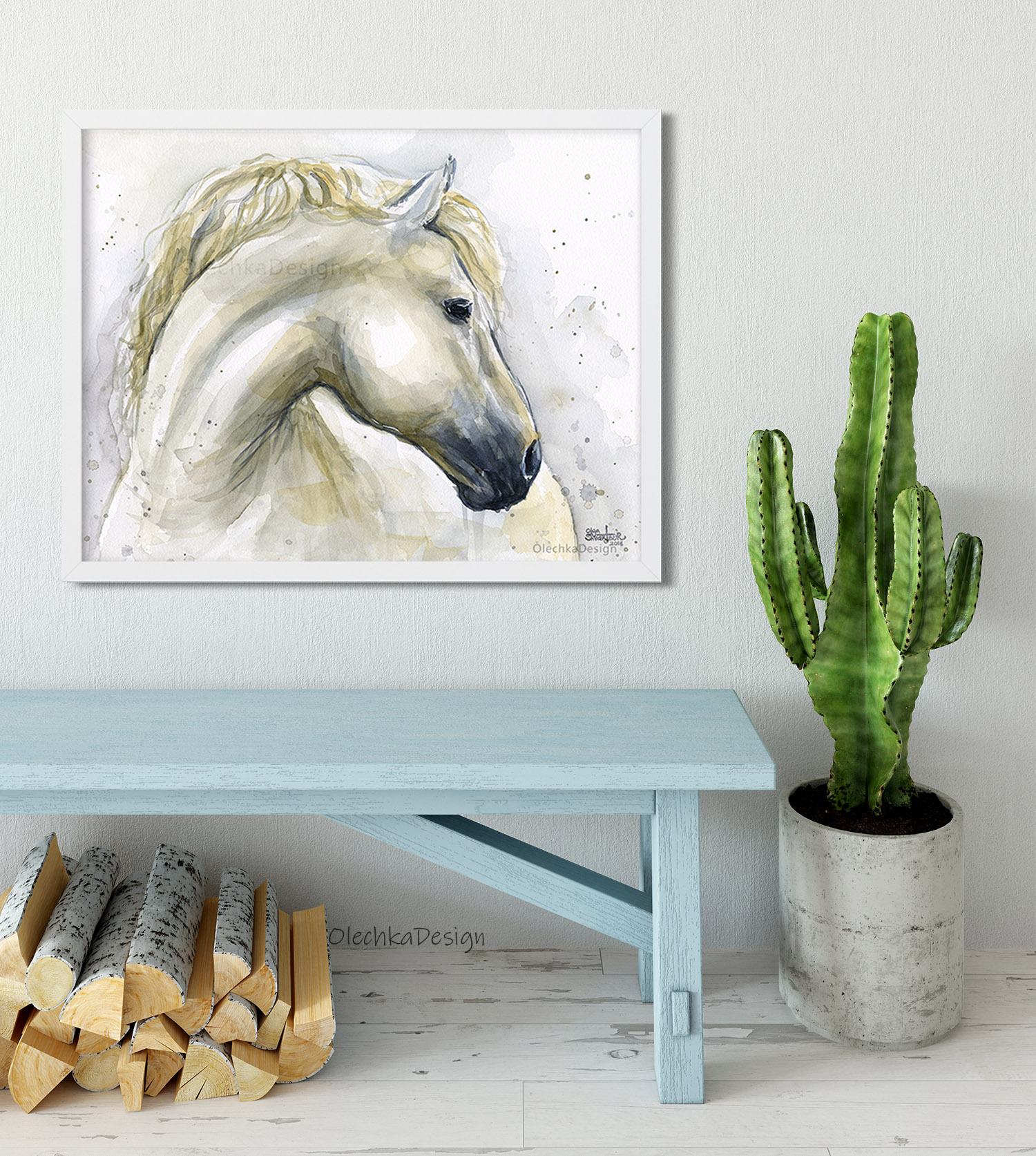 white horse painting