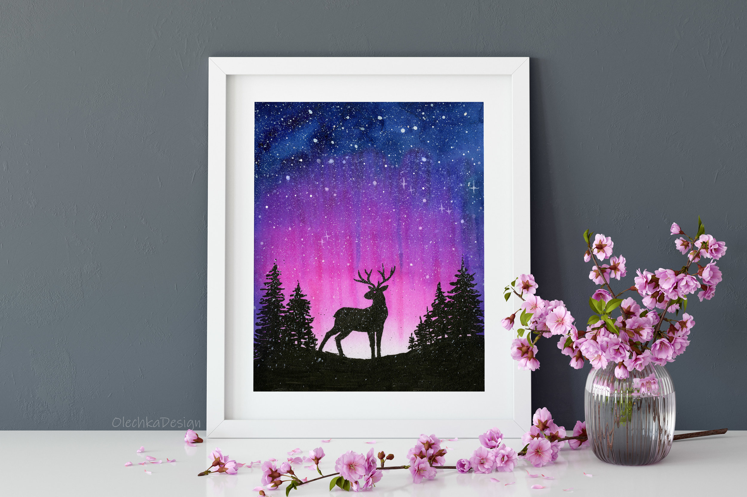 reindeer art print