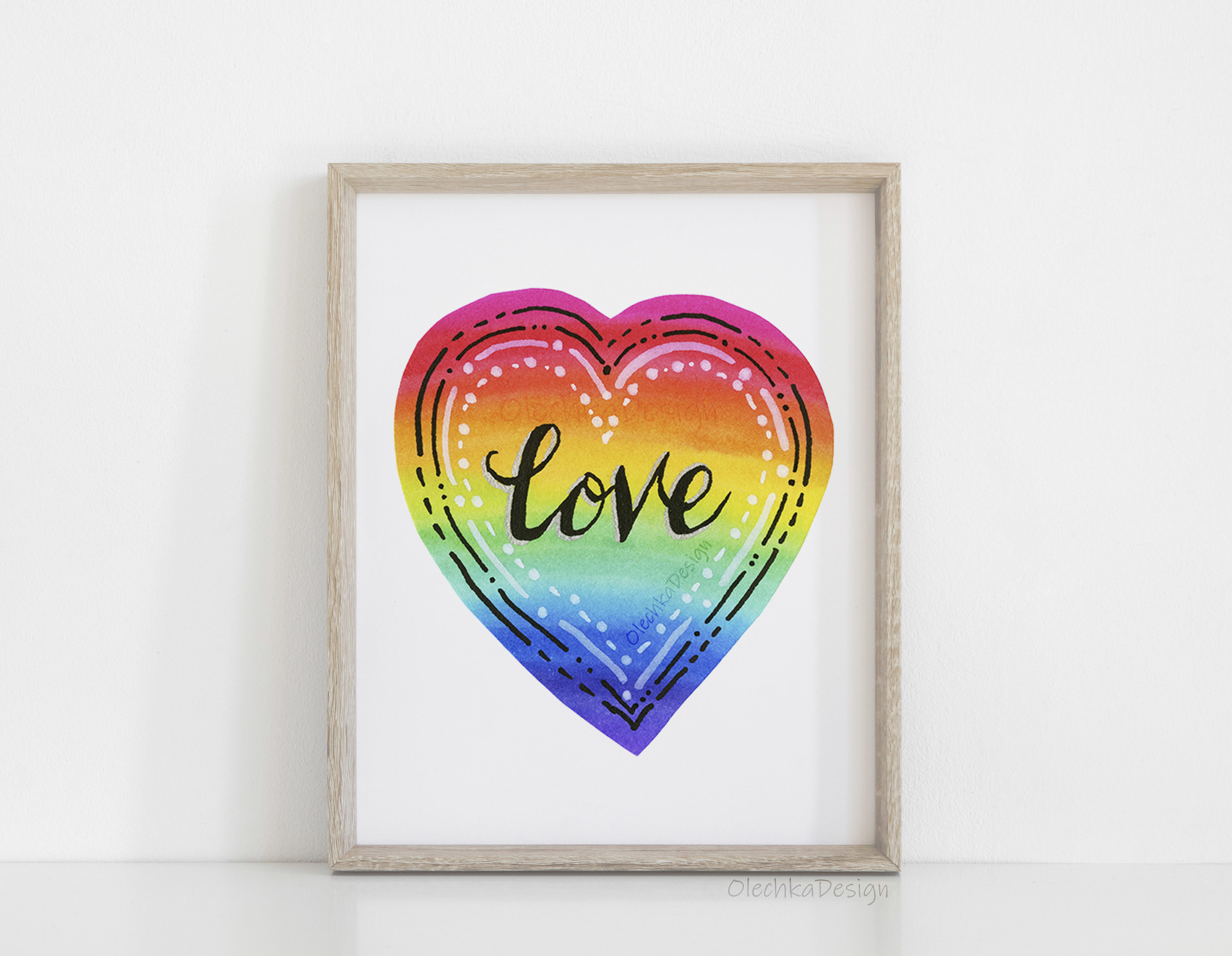 rainbow love watercolor