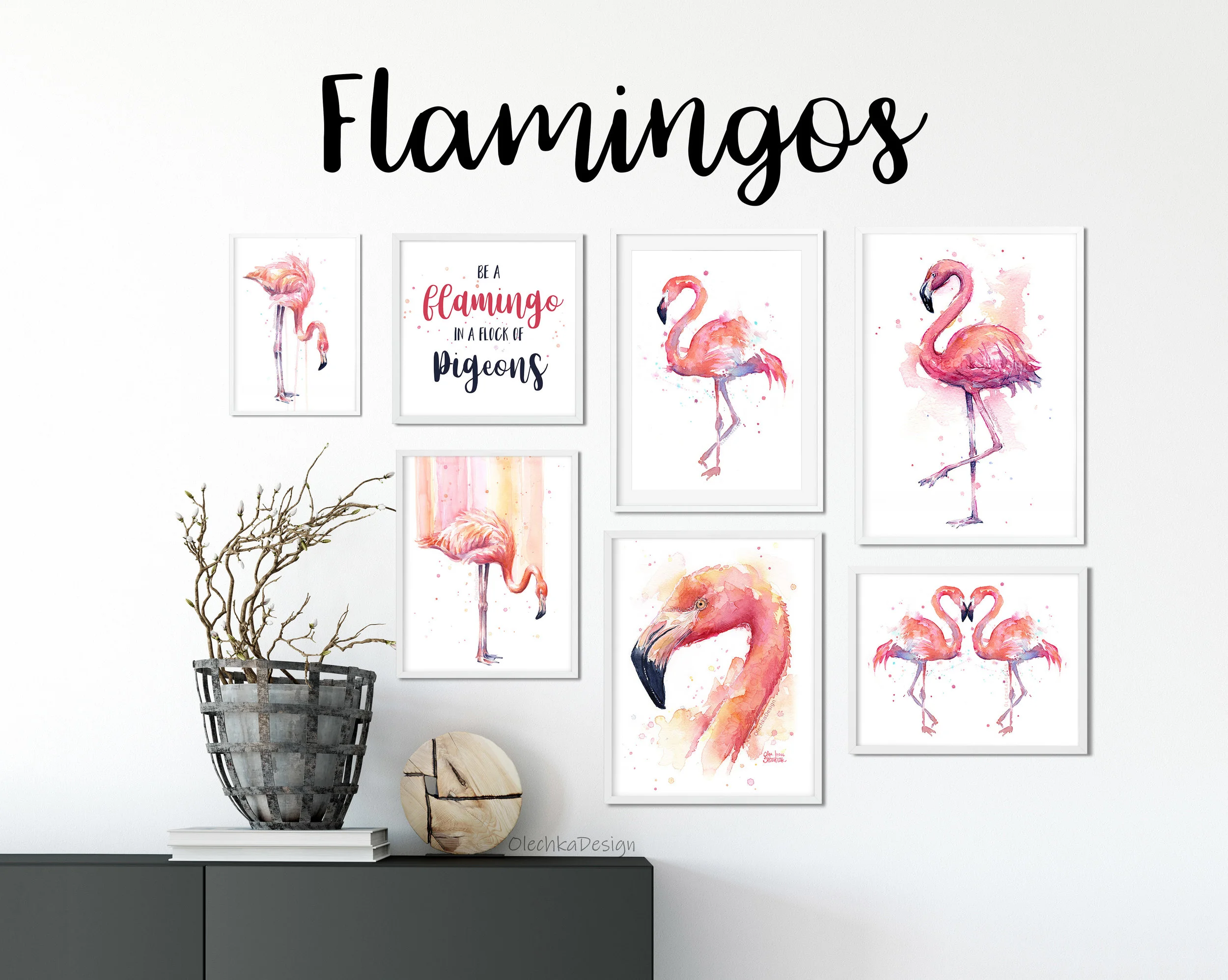 flamingo watercolor