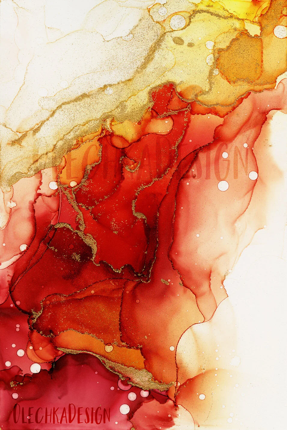 golden flames abstract art