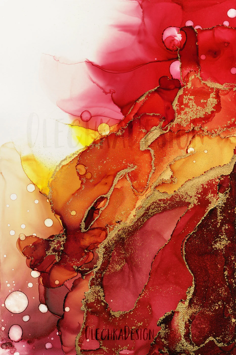abstract red ink painting