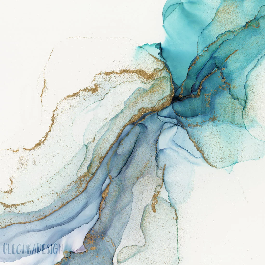 abstract blue ink painting