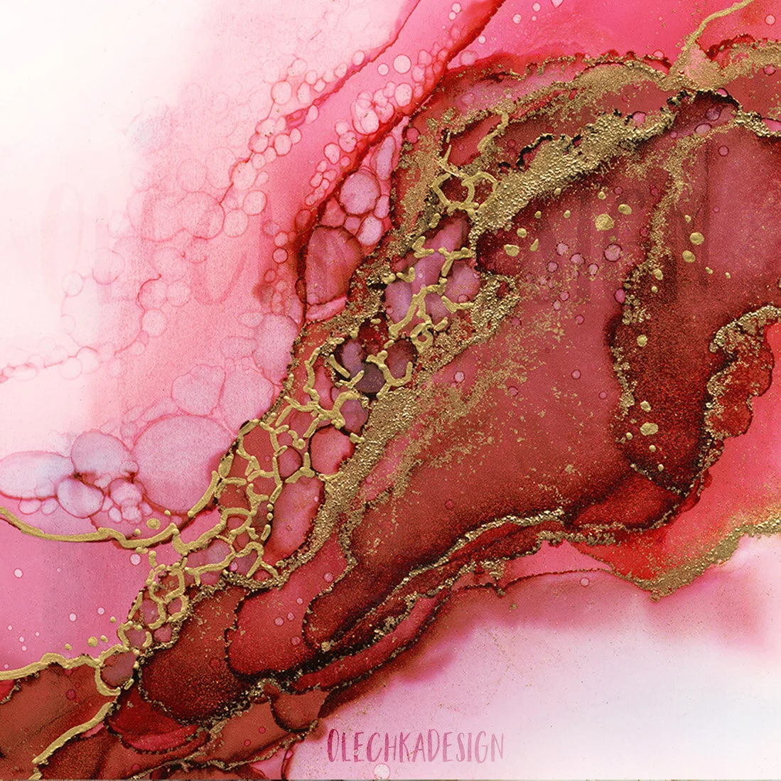alcohol ink gold red scales texture