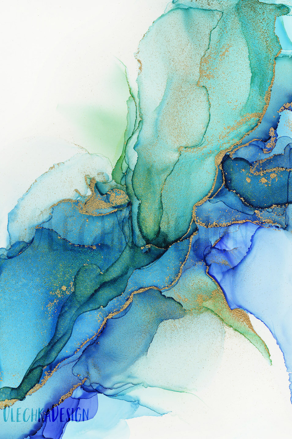 wavy blues abstract ink