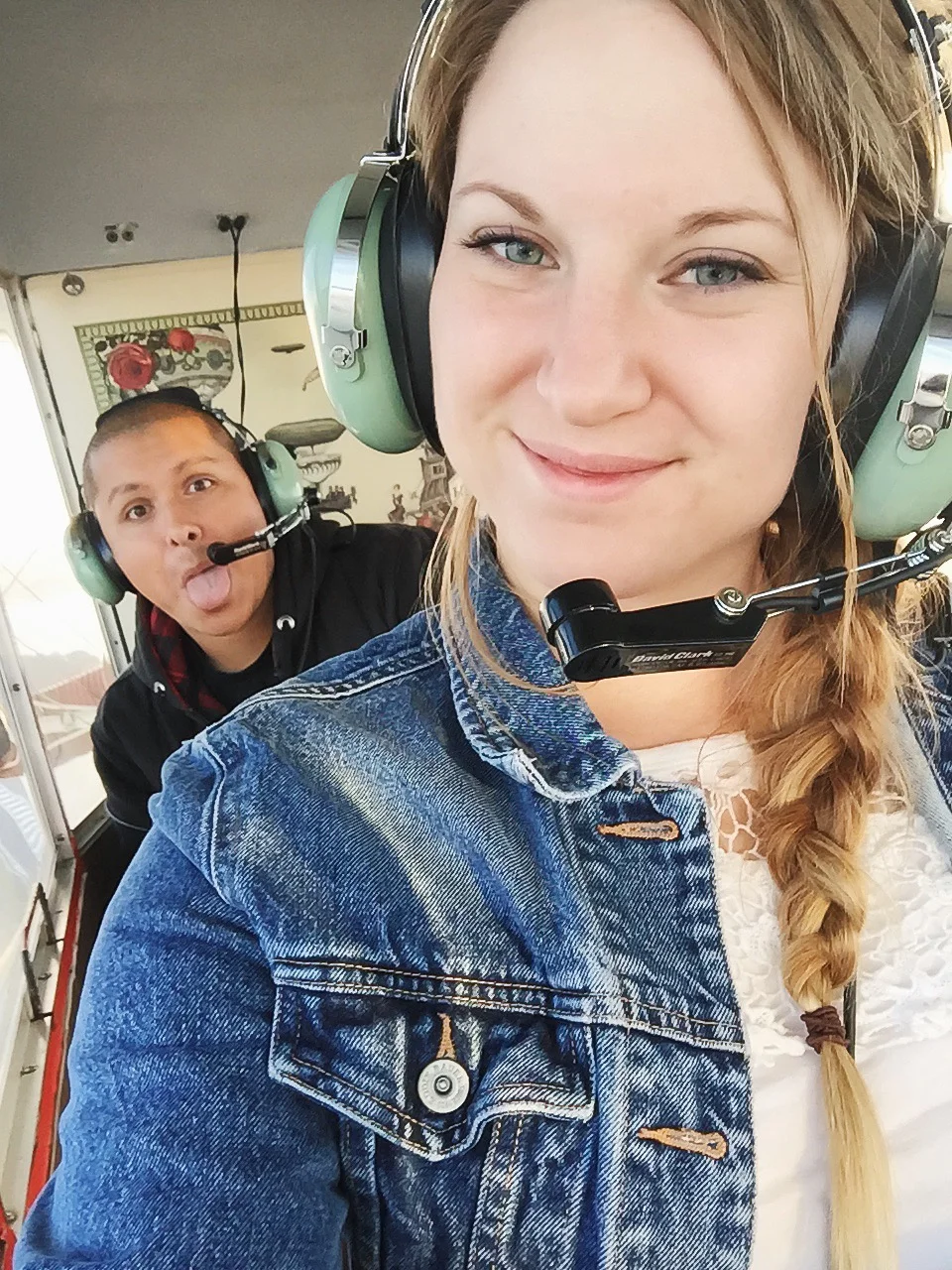 Christian Becerra (@throughthetinylens) and I enjoying the ride in the flying cucumber by Catherine Alyce