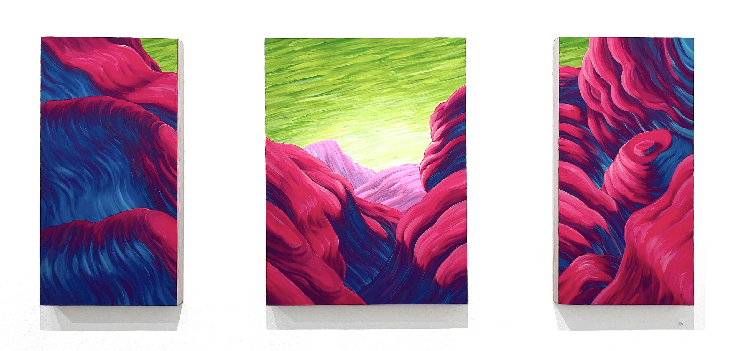   Yojimbo , 2022 Acrylic on panel, 24”x58” (triptych) 