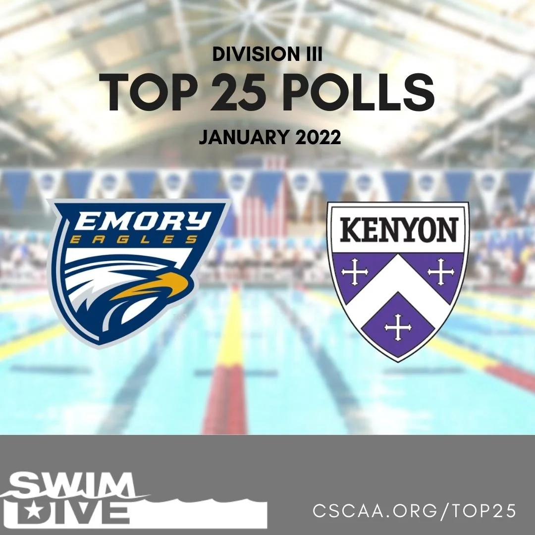 Kenyon &amp; Emory Start 2022 at the Top of Swim/Dive Polls