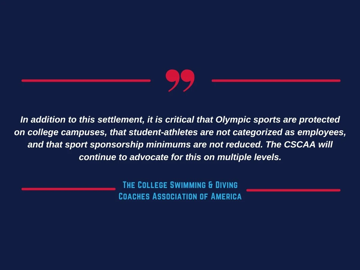 CSCAA Responds to Proposed NCAA Settlement