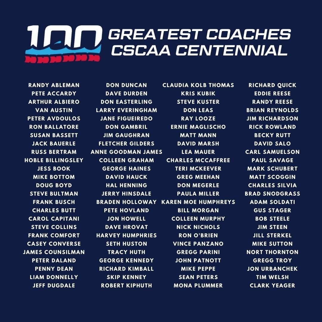 CSCAA100 Greatest Coaches Named — CSCAA