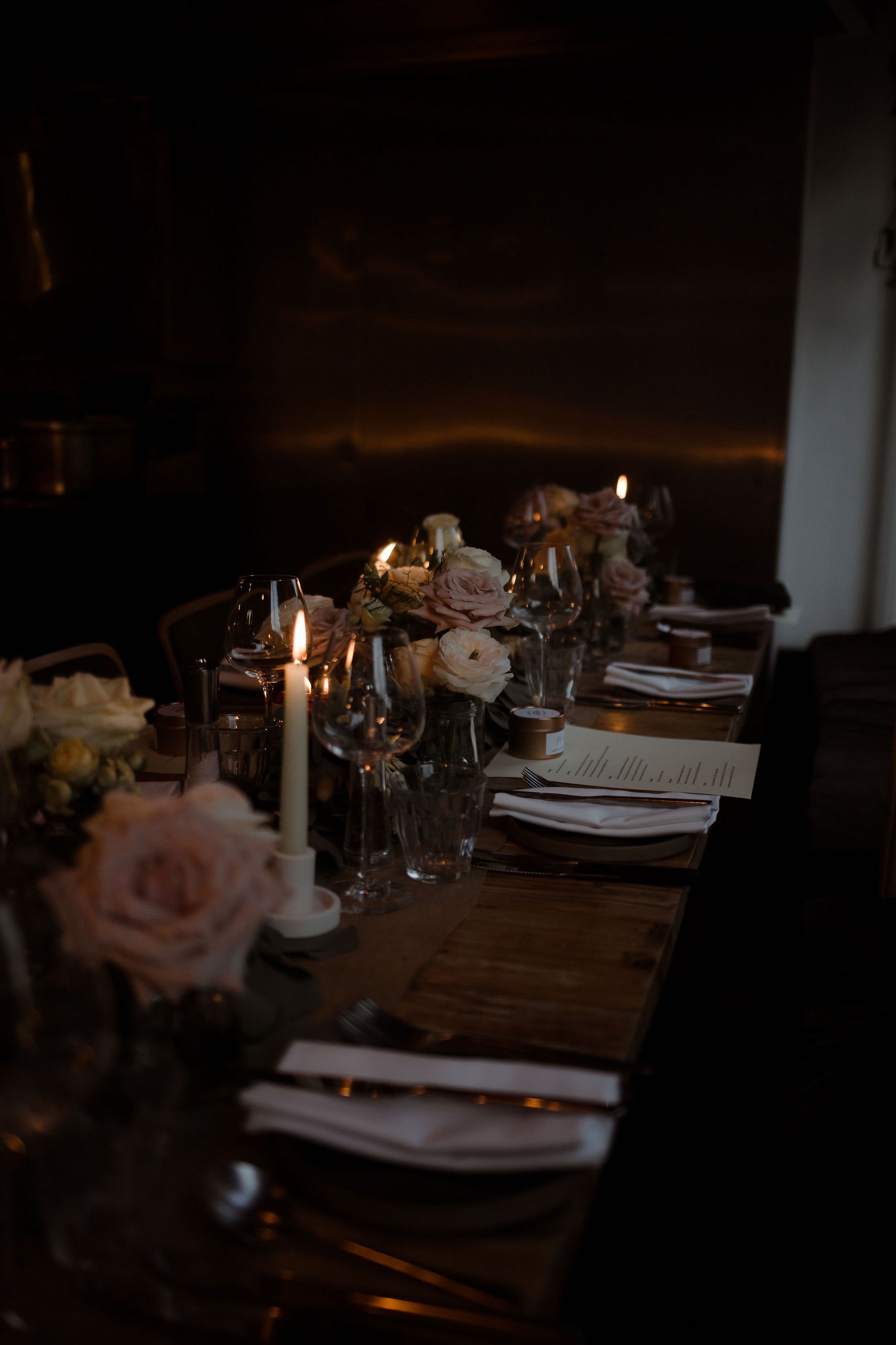 Intimate wedding reception North London restaurant decor ideas