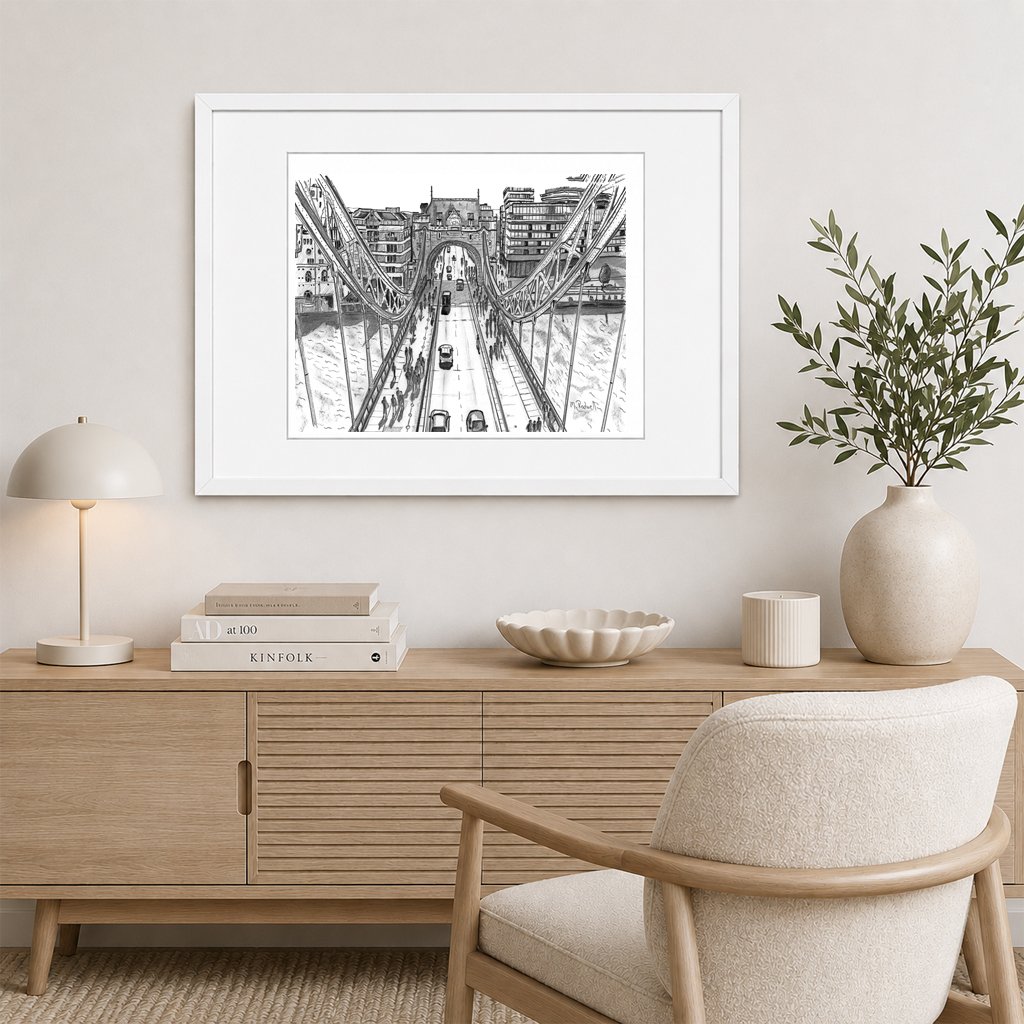 Tower Bridge Ariel View White Frame by Magnus Rodwell.jpg