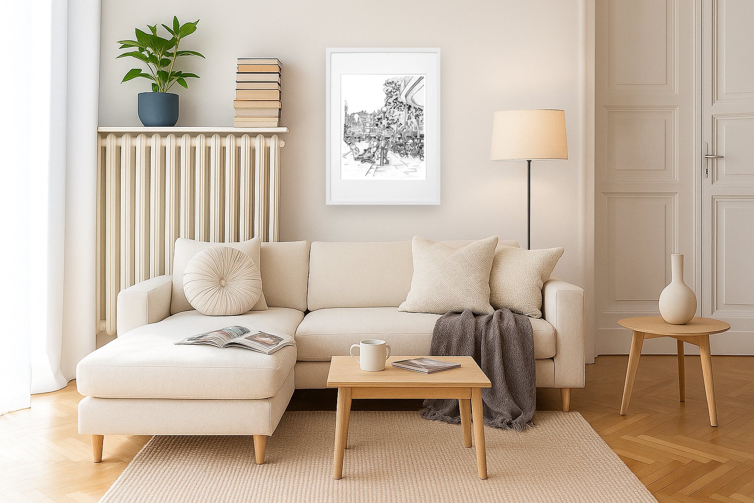 Sloane Square White Theme Living Room Interior Design