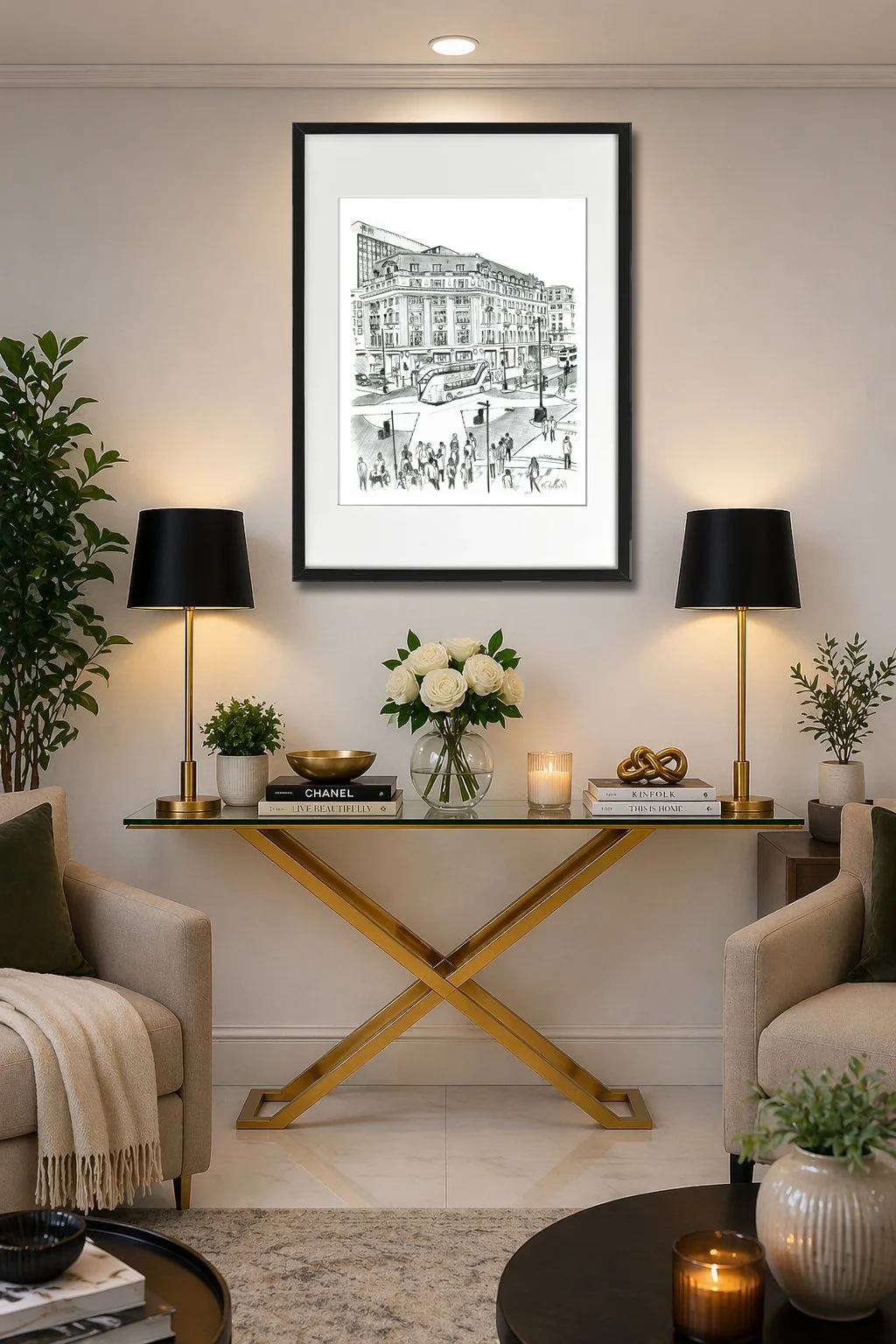 Oxford Street London Pencil Print.  Console Table Ideas and Art Designs
