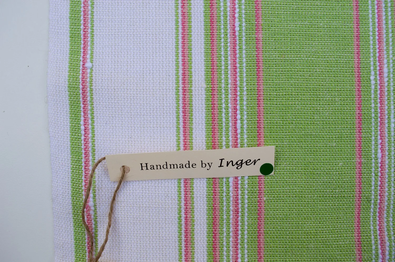 undulat | table runner | light green  pink white | table runner | fabric | cotton linen