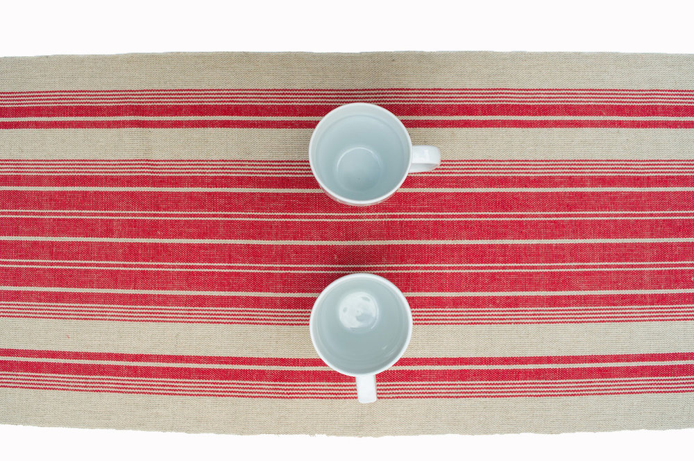 table runner | red | red stripes | Ferro | handwoven | handmade by Inger