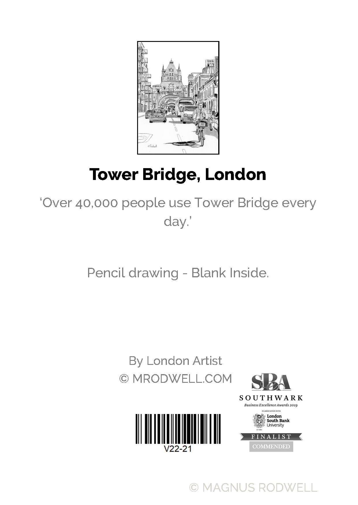 Tower Bridge Cyclist Greeting Cards LONDON ARTIST M.RODWELL
