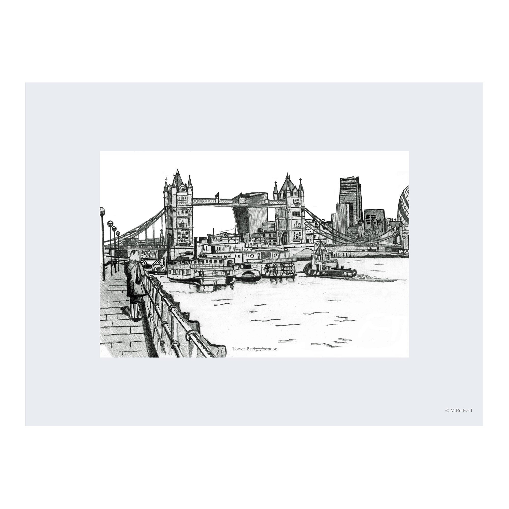 Tower Bridge London Black and White Abstract Charcoal Drawing - Etsy  Australia